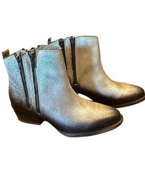 Circle G Metallic Pearl & Brown Ankle Booties with Double Side Zips Women’s 9.5